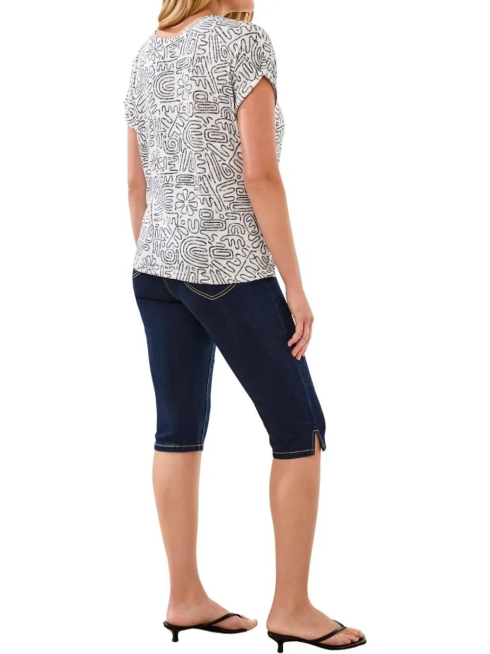 Stylish Women's 2-Way Cap Sleeve Printed Knit Top - Versatile Fashion Essential